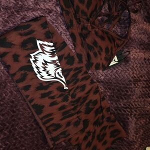 Darc Sport Leopard Print Activewear Set in Burgundy and Black